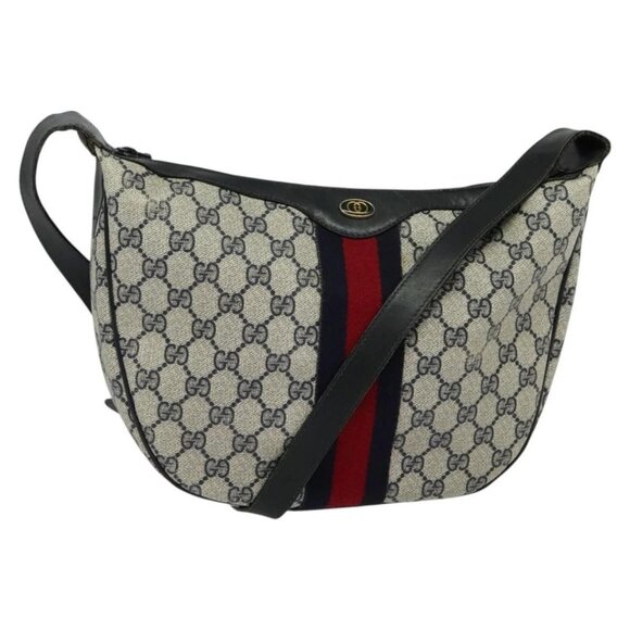 GUCCI GG Supreme Sherry Line Shoulder Bag PVC Navy Gold 10 2 8840 Auth 127091 - Picture 2 of 16